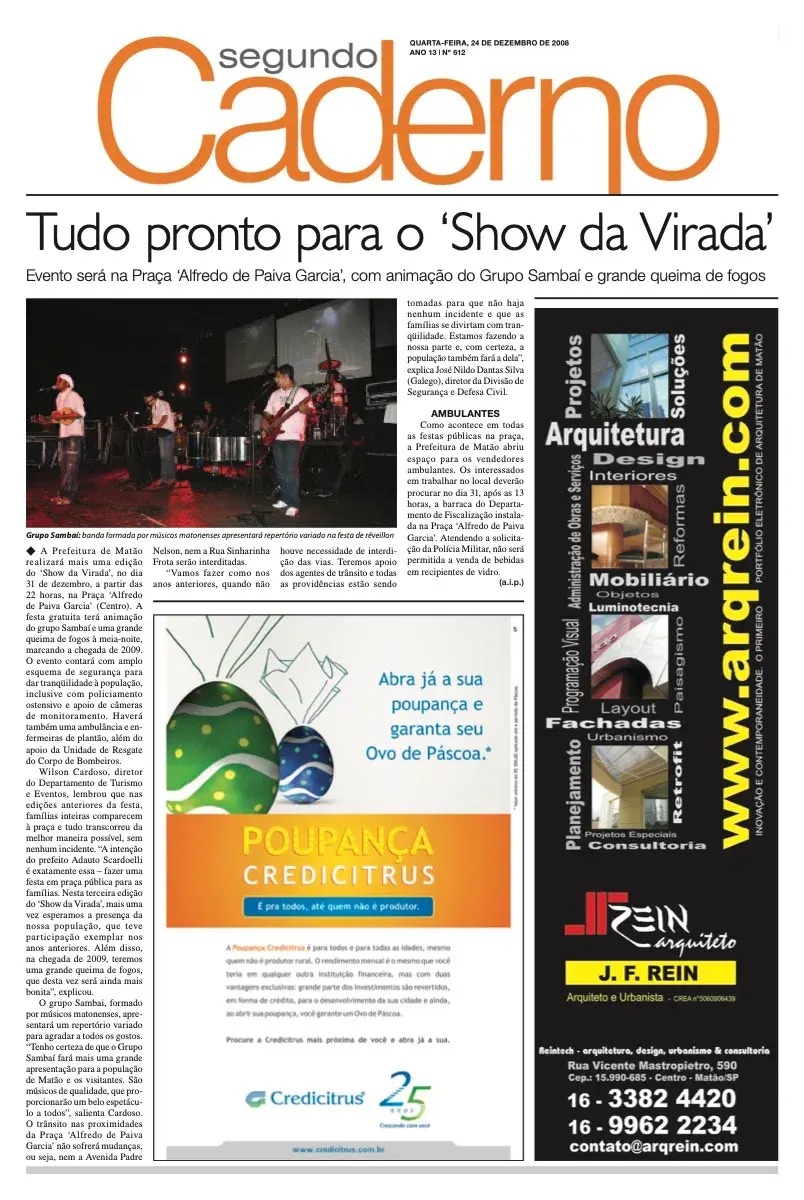 Primeira página da edição 4452 de A Comarca, 24 de dezembro de 2008