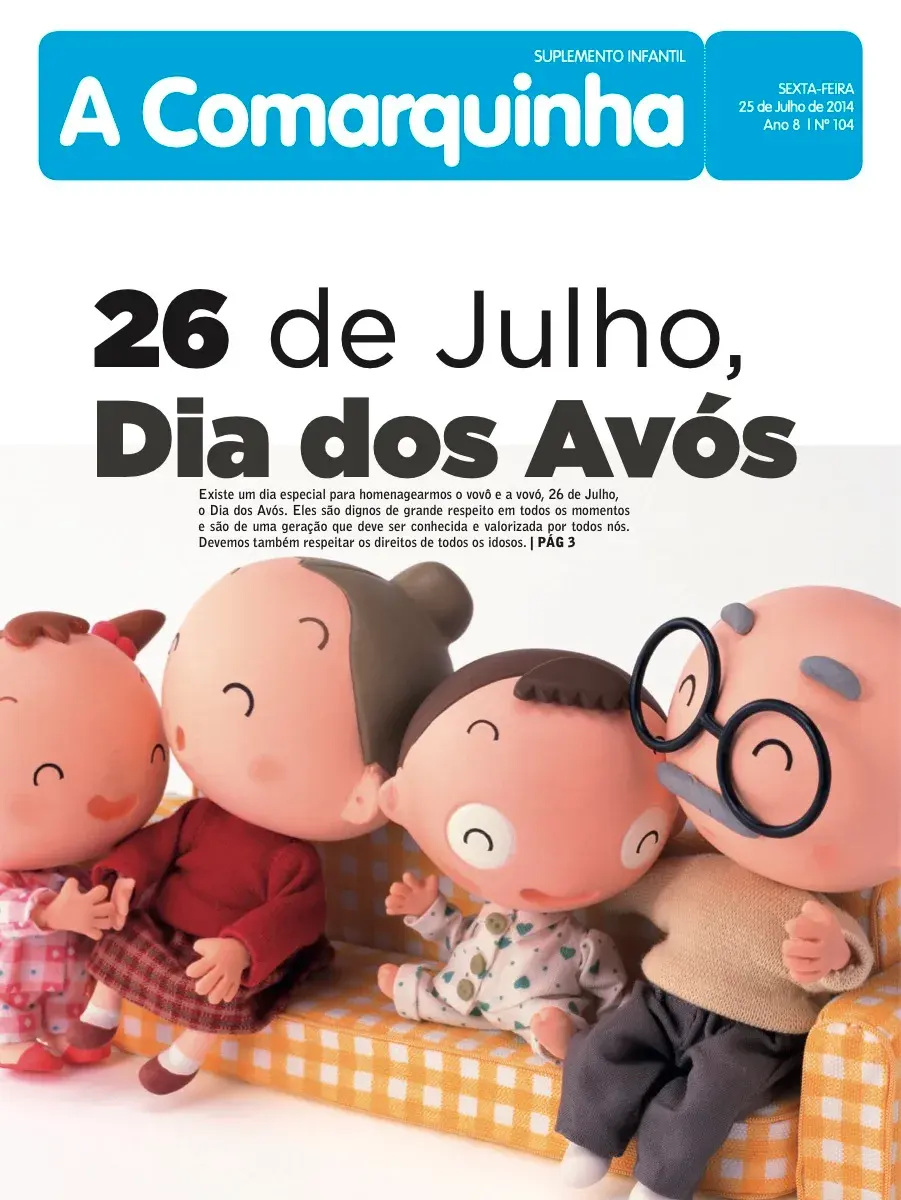 Primeira página da edição 104 de A Comarquinha, 25 de julho de 2014