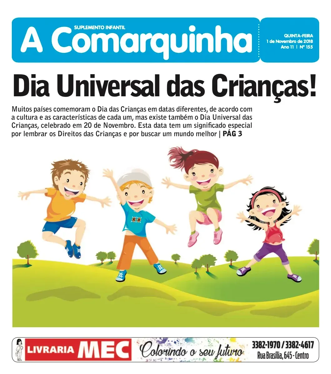 Primeira página da edição 155 de A Comarquinha, 1 de novembro de 2018