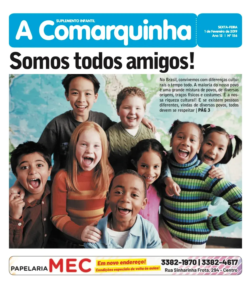 Primeira página da edição 156 de A Comarquinha, 31 de janeiro de 2019