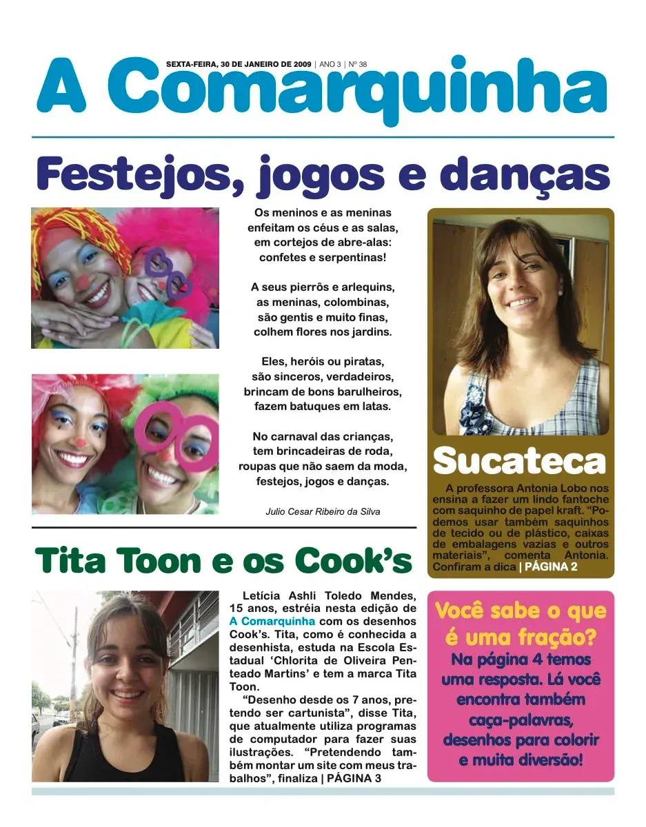 Primeira página da edição 38 de A Comarquinha, 30 de janeiro de 2009